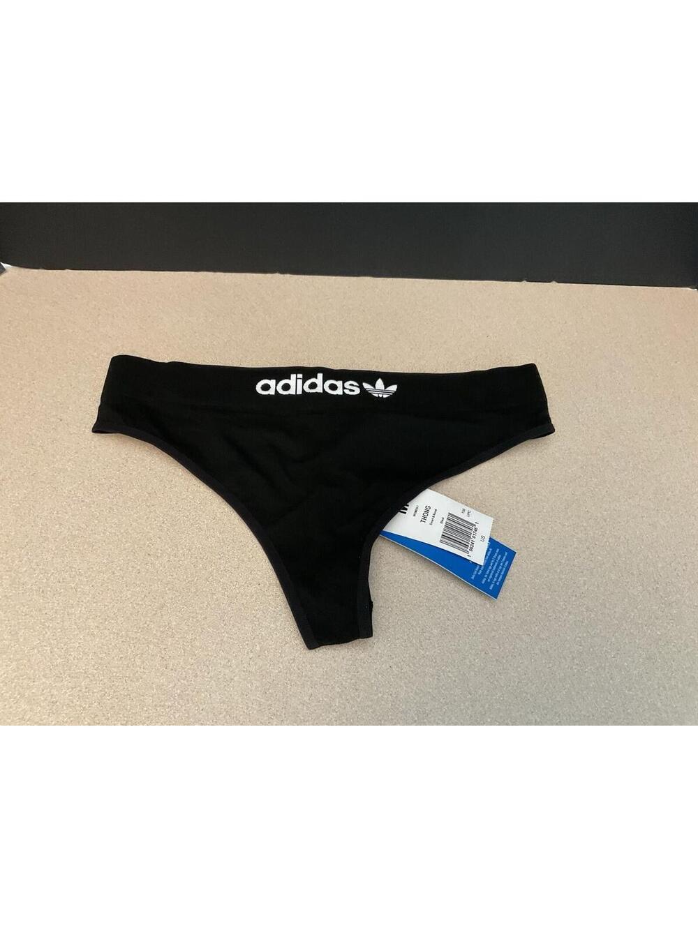 NWT! Womens  Adidas Originals Modern Flex Black/White Thong Underwear. Size M
